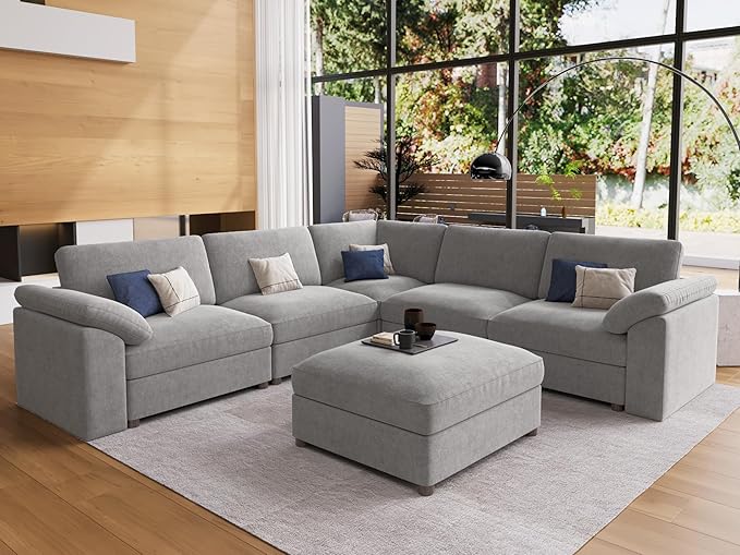 EASE MOOSE Modular Sectional Couch,Chenille Large L Shape Sectional Sofa Modern Luxury Deep seat Modular Sofa Removable and Washable