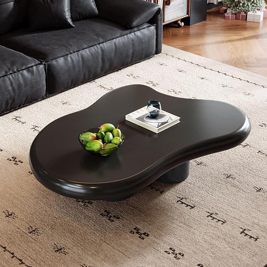 Black Cloud Coffee Table Unique Wave Shape Modern Aesthetic Living Room Fashion Coffee Table, Black