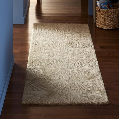 Nicole Miller New York Kendall Fluted Geo Handcrafted Runner Area Rug, 100% Wool Rug, Taupe, 2'5"x7"