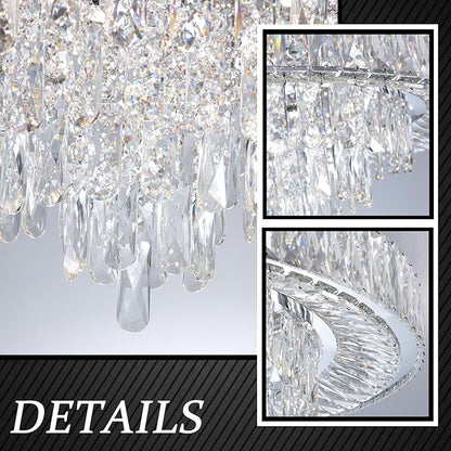 Modern Chandeliers for Living Room Crystal Ceiling Light Fixture LED Dimmable Lamp with Remote Pendant Lighting Flush Mount Ceiling Lighting for Dining Room Bedrooms