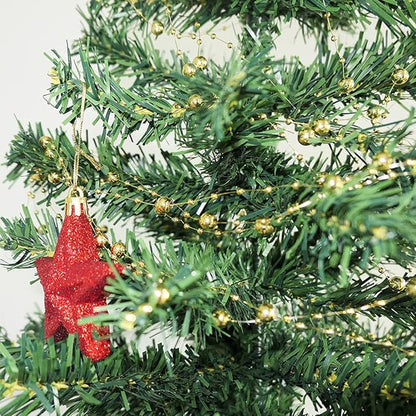 Christmas Tree Beads Garland,66 Feet Gold Pearl Strands Chain Sparkle for Christmas Tree Decoration and Crafts