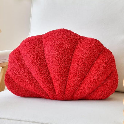 Red Seashell Throw Pillows, Shell Shaped Throw Pillows, 13 Inch Soft Home Decorative Pillow Plush Cushion for Bed Couch Living Room Decor Accent Throw Pillow