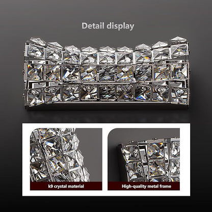 Crystal Wall Light Fixtures,Modern Chrome Wall Lamp with Clear K9 Crystals,Luxury Crystal Wall Sconces for Living Room Bedroom Bathroom Hallway Doorway Stairway,Bedside
