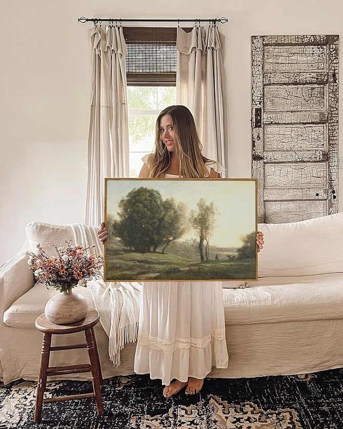 ARPEOTCY Vintage Framed Rustic Wall Art Decor, Bedroom Living Room Country Scenery Paintings Wall Decor, Large Canvas Prints Art, Kitchen Farmhouse Retro Home Decorations, 24x36 Inch