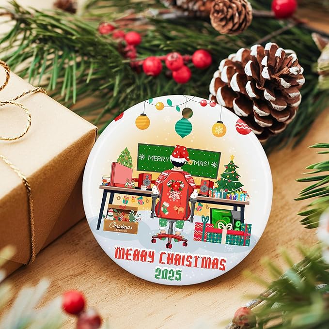 ZAGKOO Gamer Ornaments for Christmas Tree - Gaming Christmas Ornaments for Teen Boys, Gamers, Sons, Brothers - Video Gamer Gifts for Him, Holiday Present Ideas - Ceramic Xmas Ornament Decorations 2025