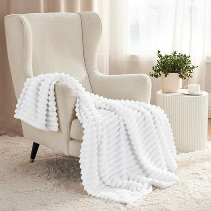 Bedsure GentleSoft White Twin XL Blanket for Bed - Cozy Soft Blankets for Women, Cute Small Fleece Throws for Girls, Birthday Gifts for Women Decor Gifts for Mom, White, 66x90 Inches
