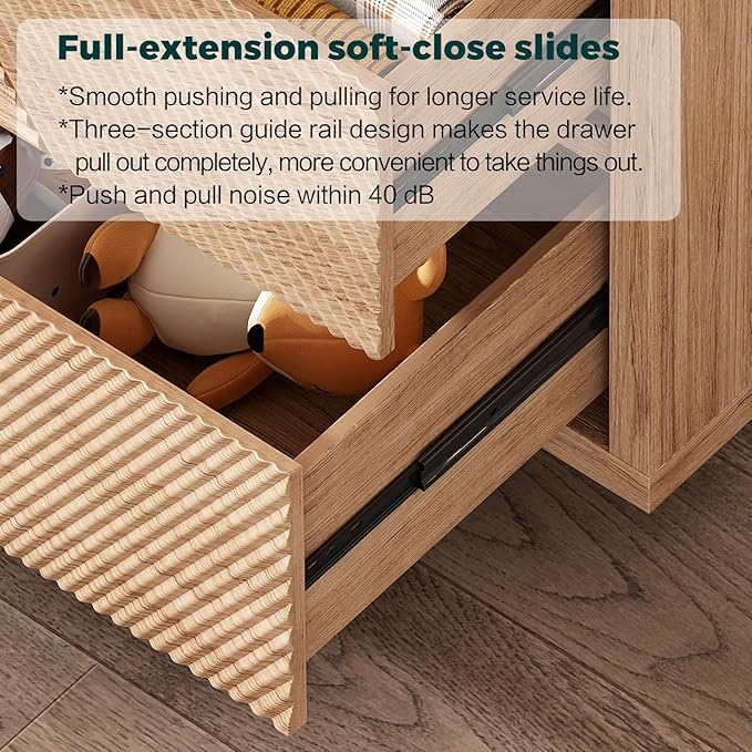 55.12" Modern Chest of Drawer, 6 Deep Drawers,Clothes Organizer,Large Storage Cabinet for Living Room, Bedroom,Dresser TV Stand, Wood Drawer Organizer for Living Room, Hallway, Natural Wood