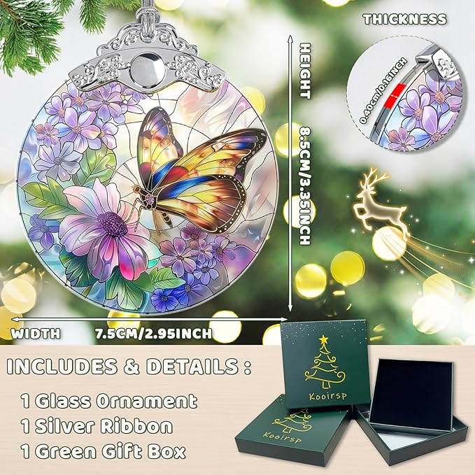 Butterfly Christmas Ornament, Hanging Ornaments for Christmas Tree Decorations, Xmas Gift for Butterfly Lovers