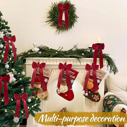 AYGXU 24pcs Christmas Bows,red Bows for Gift Wrapping,Bow for Christmas Tree,Double-Sided Ribbon Bow Decorations for Christmas Party,Bag Ties Twists