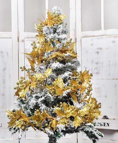 DearHouse 6FT Gold Berry Christmas Garland, Flexible Artificial Berry Garland for Indoor Outdoor Home Fireplace Decoration for Winter Christmas Holiday New Year Decor