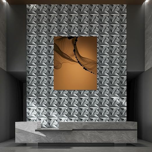 Art3dwallpanels 33 Pack 3D Wall Panel Diamond for Interior Wall Décor, PVC Textured Wall Panels, 12''x12'' Cover 32.Sq.Ft. Patina Bronze