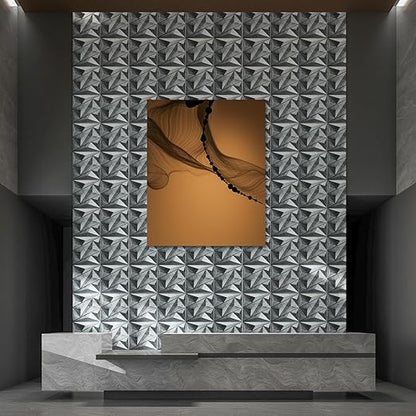 Art3dwallpanels 33 Pack 3D Wall Panel Diamond for Interior Wall Décor, PVC Textured Wall Panels, 12''x12'' Cover 32.Sq.Ft. Patina Bronze