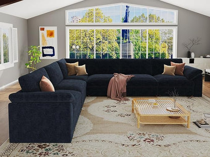 EASE MOOSE Oversized L Shape Sectional Couch,Extra Large Deep seat Gray Sectional Modular Sofa for Living Room,Blue