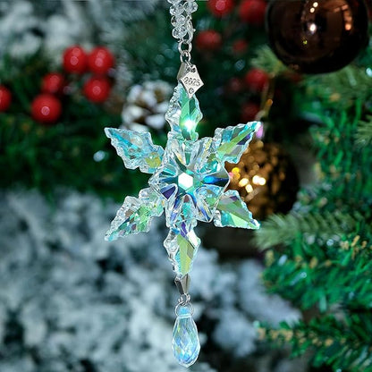 2025 Annual Christmas Ornaments Crystal Snowflake Star - Christmas Tree Ornaments Pendant Sun Catcher Home Hanging Decor (2025 Colored Crystal 2 Layers)