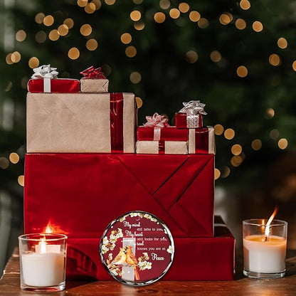 Cardinal Memorial Glass Ornament - “My Mind Still Talks to You” Glass Ornament Keepsake for Loss of Loved One - Remembrance Christmas Hanging Decoration, 3-Inch