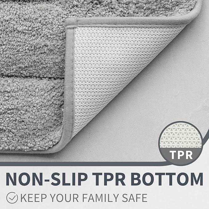 GRANNY SAYS Gray Bathroom Rugs, Bath Mats for Bathroom Non-Slip, Super Soft and Water Absorbent, Microfiber Bath Rugs, Machine Wash Dry, Large Bath Rugs for Floor, Tub and Shower 36 x 24