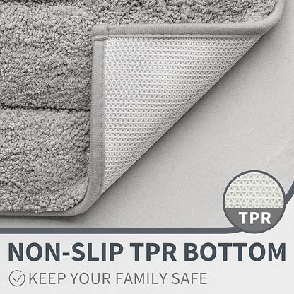 GRANNY SAYS Gray Bathroom Rug Mat, Bath Mats for Bathroom Non-Slip, Super Soft and Water Absorbent, Extra Large Bath Rugs, Microfiber Bath Rugs for Floor, Tub and Shower, 59" x 24"
