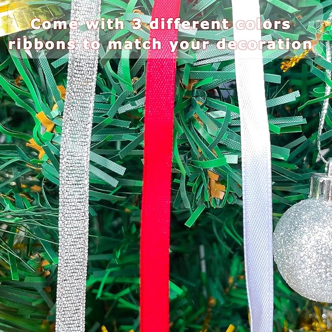 Christmas Ornament 2024 Decoration for Christmas Tree Hanging Metal Christmas Wreath with Rotatable Tree Dated 2024 Shiny Silver Ornaments Holiday Decorative Xmas Gifts for Family Friends
