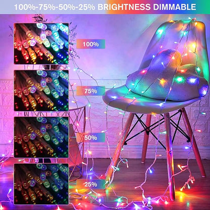 JMEXSUSS 100 LED Cool White & Multicolor Christmas Lights Indoor, Color Changing String Lights Plug in, 33ft Christmas String Lights Outdoor Waterproof for Xmas Tree Indoor Decor