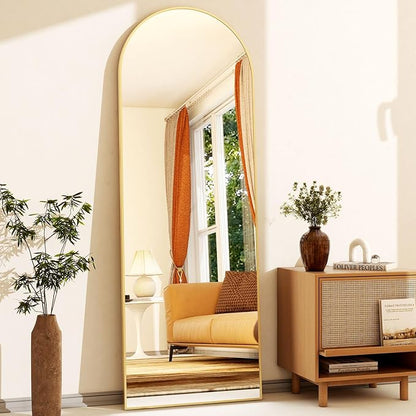 21" x 64"Arched Full Length Mirror - Wall Mounted Floor Mirror- Aluminum Alloy Frame Full Body Mirror for Bathroom Living Room Bedroom and Entryway Gold