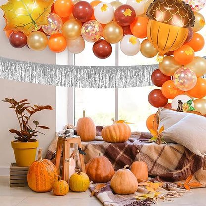 12 Pack 10 Feet Metallic Foil Fringe Garland Tinsel Streamers Banner, Silver Wall Hanging Tinsel Fringe Banners for Parade Floats, Wedding, Birthday, Christmas, New Year Party Decorations