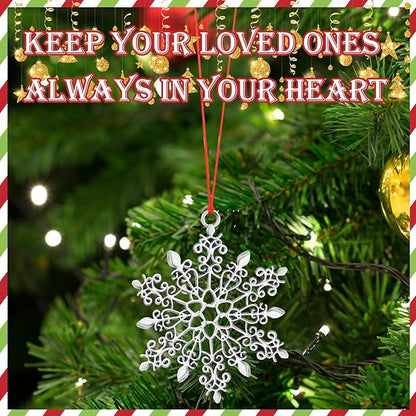 Zhengmy 8 Pieces Christmas Ornaments 2025 Solid Pewter Christmas Tree Ornament Metal Gnomes Santa Angel Snowman Hanging Craft Xmas Gifts with Red Bags(Snowflake)