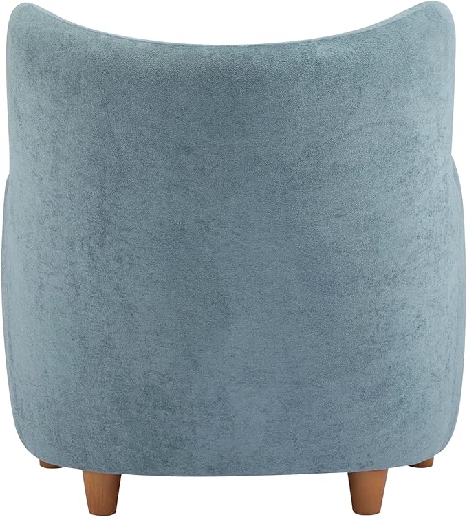 Christopher Knight Home Auden Wooden Low Profile Accent Chair, Velvet Upholstered Wingback Living Room Lounge Chair, Bedroom Comfy Reading Chair, Curved Backrest Single Sofa with Armrest, Dusty Blue
