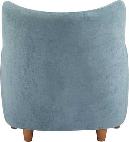 Christopher Knight Home Auden Wooden Low Profile Accent Chair, Velvet Upholstered Wingback Living Room Lounge Chair, Bedroom Comfy Reading Chair, Curved Backrest Single Sofa with Armrest, Dusty Blue