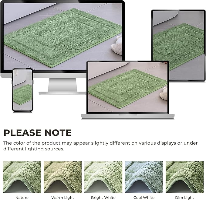 GRANNY SAYS Sage Green Bathroom Rugs Non Slip, 20" x 32", Bathroom Rugs Washable，Bath Rug for Shower Room，Bath Mats for Floor, Microfiber Bath Mat for Tub, Absorbent Shower Rug