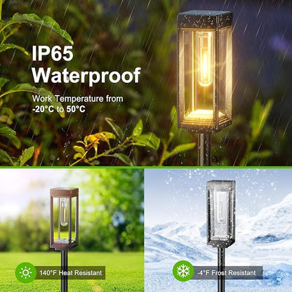 Solar Pathway Lights Outdoor Waterproof, 2 Pack Outdoor Solar Lights for Yard with Reflector Cup, Auto On/Off, 15+ Hours Runtime, Solar Lighting for Yard Path Lawn Walkway Driveway, Warm White