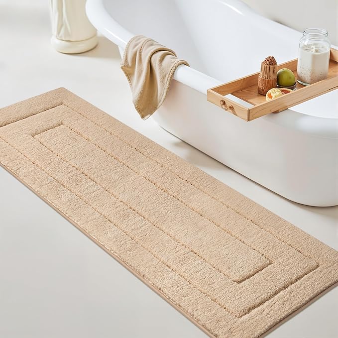 GRANNY SAYS Khaki Bathroom Rugs Non Slip, 71" x 24", Small Bathroom Rugs Washable，Bath Mats for Floor, Microfiber Bath Mat for Tub, Absorbent Shower Rug
