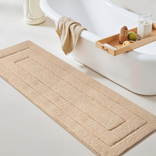 GRANNY SAYS Khaki Bathroom Rugs Non Slip, 71" x 24", Small Bathroom Rugs Washable，Bath Mats for Floor, Microfiber Bath Mat for Tub, Absorbent Shower Rug