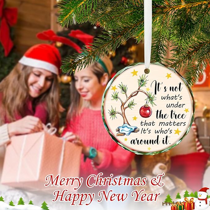 Funny Christmas Ornaments 2025, Crystal Glass Christmas Tree Decorations Celebrate Love & Togetherness Around The Tree