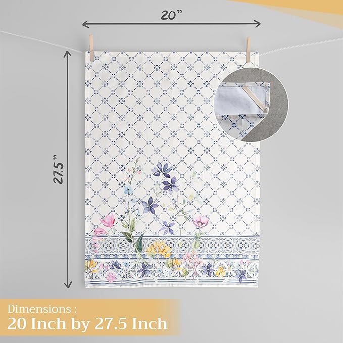 Maison d'Hermine Dish Towels 100% Cotton Absorbent Faience Set of 3 Spring Summer