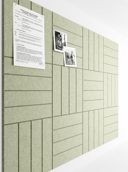 Bumusty Large Cork Board Alternative-47 x35 Felt Bulletin Board Tiles, with 30 Pushpins, 70 Adhesive Tabs, 12-Pack Slat Wall Paneling, Cork Boards for Office Push Pin Board Felt Board-Sage