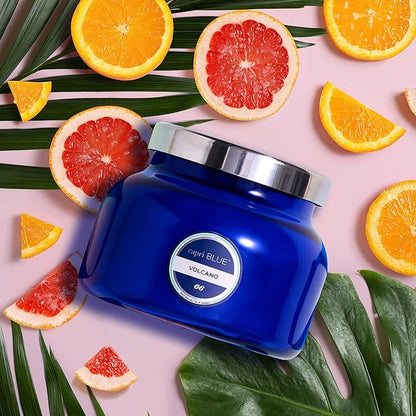Capri Blue Volcano Scented Candles - Luxury Glass Jar Candles for Home Scented with Tropical Fruit & Sugared Citrus - Soy Wax Blend - Capri Blue Volcano - Blue Color (19 oz)