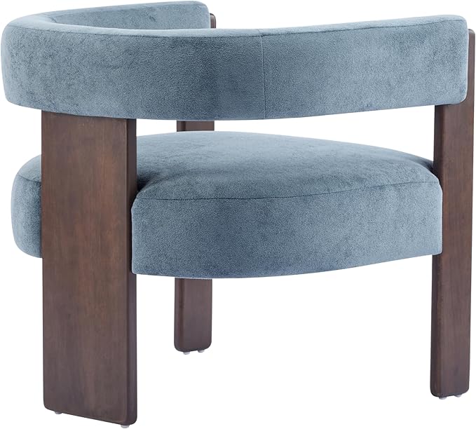 Christopher Knight Home Nettie Modern Accent Chair for Living Room, Velvet Fabric Single Lounge Sofa Chair with Wooden Frame, Comfy Reading Chair for Bedroom, Lounge Armchair with Cushion, Dusky Blue