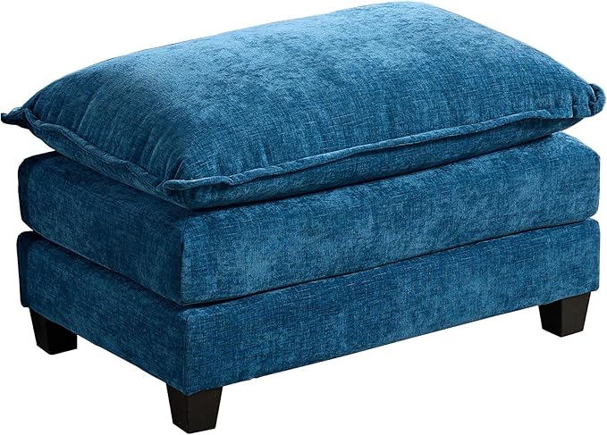 SoarFlash Chenille Sectional Sofa Ottoman,Blue