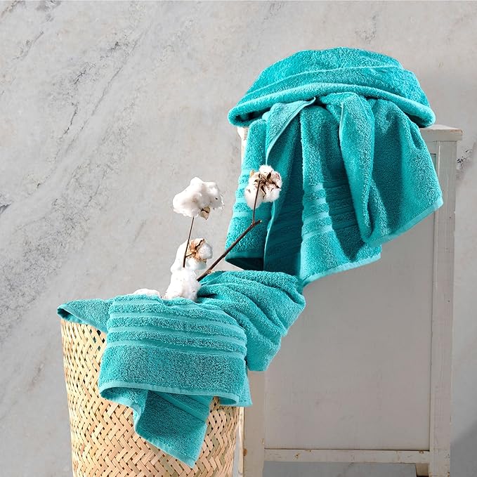 Hawmam Linen Jumbo Large Bath Sheets Towels 2 Pack Soft and Absorbent, Premium Quality 100% Cotton Towels, Teal Turquoise