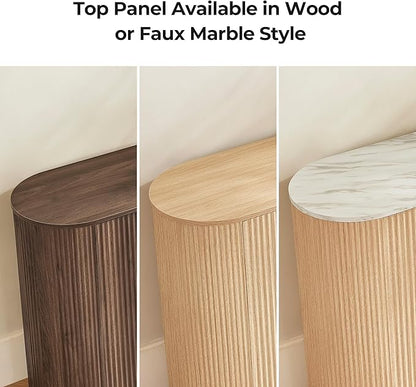 CHITA 70" Sideboard Buffet Cabinet with Storage, Living Room Accent Cabinet with Doors and Adjustable Shelves, for Bar, Kitchen, Oak - Faux Marble