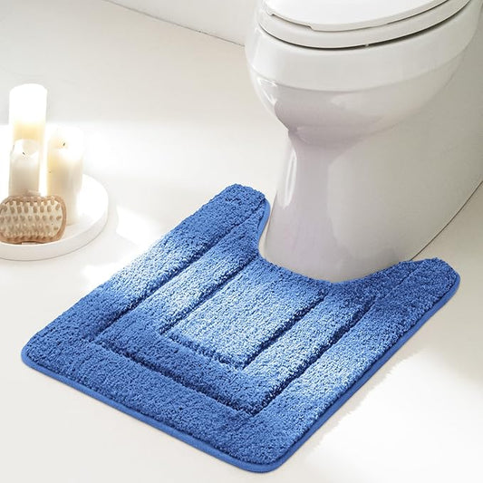GRANNY SAYS Bathroom Toilet Rugs U Shaped, Bath Mats for Bathroom, Bath Rugs Non Slip Washable, Absorbent Microfiber Toilet Mat, Soft Plush Shaggy, 20" x 24", Blue