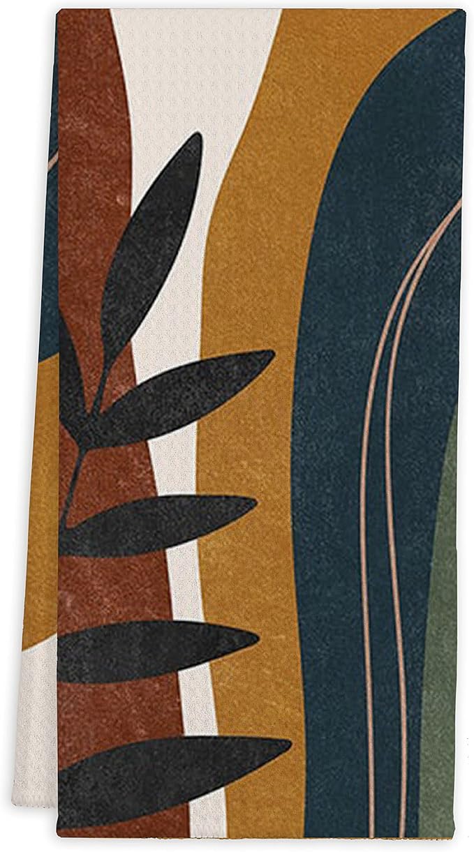 QIYUHOY Abstract Sun Mountain Botanical Kitchen Towels Tea Towels 16x24 Cotton Dish Towels for Farmhouse Decor