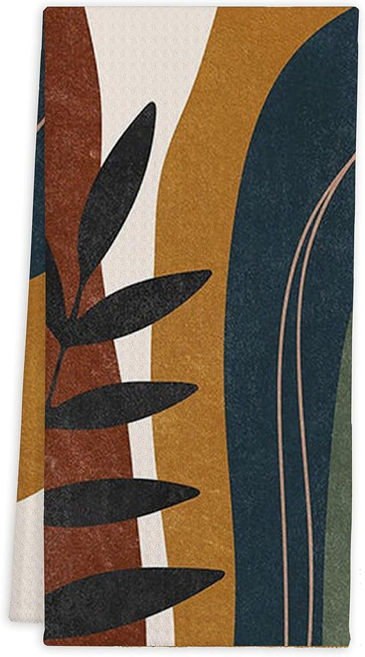 QIYUHOY Abstract Sun Mountain Botanical Kitchen Towels Tea Towels 16x24 Cotton Dish Towels for Farmhouse Decor