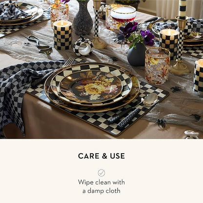 MACKENZIE-CHILDS Set of 4 Cork-Back Placemats, Hard-Finish Table Mats, Black-and-White Courtly Check