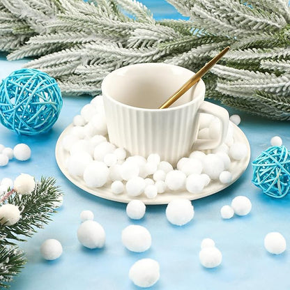 UPINS Christmas Pom Poms Balls, 600 Pieces Light White Pompoms Pom Poms for Crafts Making DIY Holiday Christmas Decorations Supplies (3 Size )