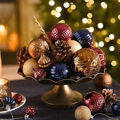 Valery Madelyn 100ct Christmas Tree Decorations Ball Ornament Set, Copper Gold Purple Shatterproof Hanging Ornaments Bulk for Fall Thanksgiving Autumn Harvest Xmas Holiday Party Decor