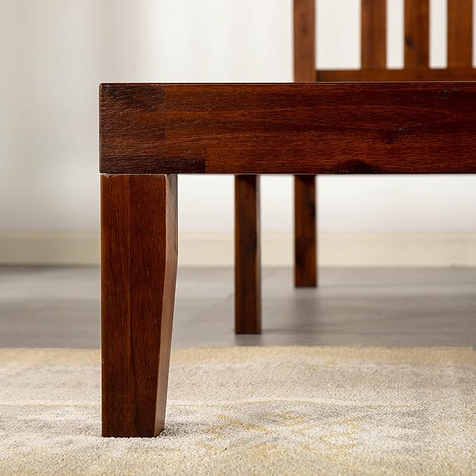 Mellow Marley 14 Inch Solid Wood Platform Bed with Paneled Headboard, Espresso, Queen