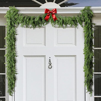 Watayo 2 Pcs Realistic Touch Norfolk Pine Garland, 4.9 Ft Artificial Realistic Christmas Garland for Mantle, Faux Norfolk Pine Cedar Garlands for Christmas Fireplace Window Home Indoor Outdoor Decor