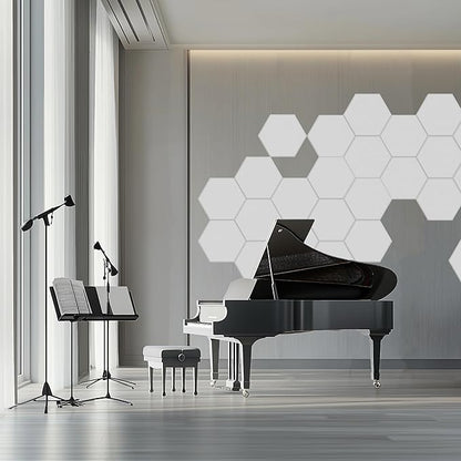 12 Pack Hexagon Acoustic Panels, 14"×12"×0.4" White Sound Proof Foam Panels for Wall, High-Density Sound Absorbing Panels for Recording Studio, Office&Home, No Self-Adhesive