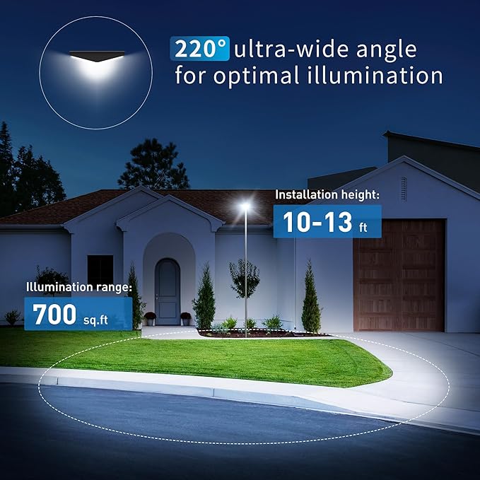 Solar Lights Outdoor - Wide Angle 6500K Solar Street Lights Outdoor Motion Sensor, Street Light IP66 Waterproof, Parking Lot Light Dusk to Dawn with Remote Control (2Pack)